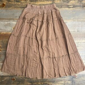 Northstyle brown cotton tiered maxi Skirt boho peasant flowy hippie